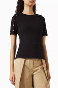 Gathered Ponte Ring Snap Top in Rayon