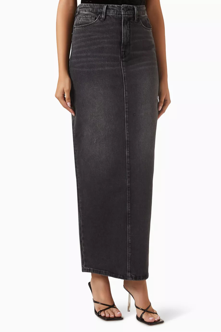 Denim Tube Maxi Skirt in Cotton