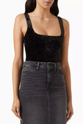 Crushed Velvet Modern Tank Bodysuit