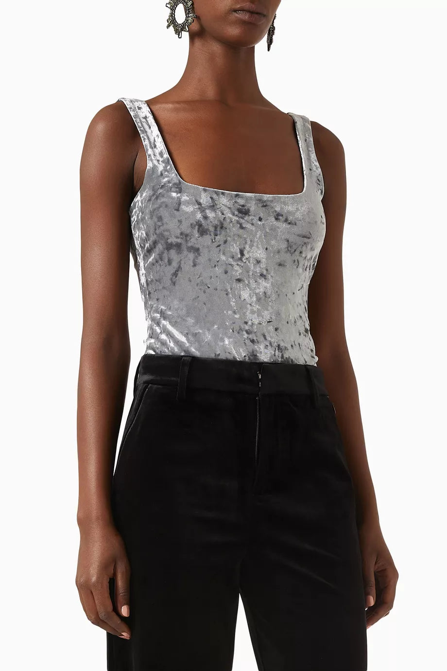 Crushed Velvet Modern Tank Bodysuit