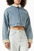Cropped Zip Jacket in Denim
