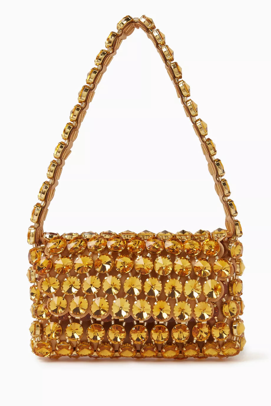 Clochette Baguette Bag in Gold-plated Brass & Crystals