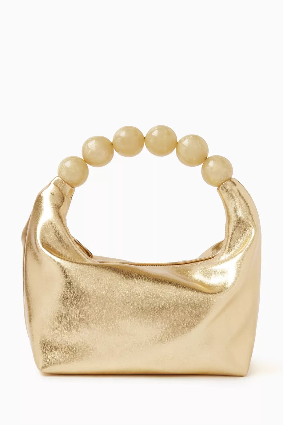 Les Echappes Top Handle Bag in Leatherette & Acrylic Beads