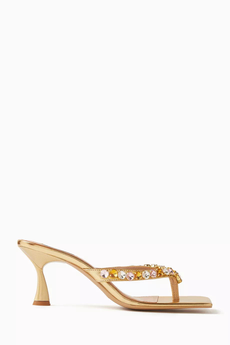Clochette 80 Crystal Mule Sandals in Metallic Leatherette