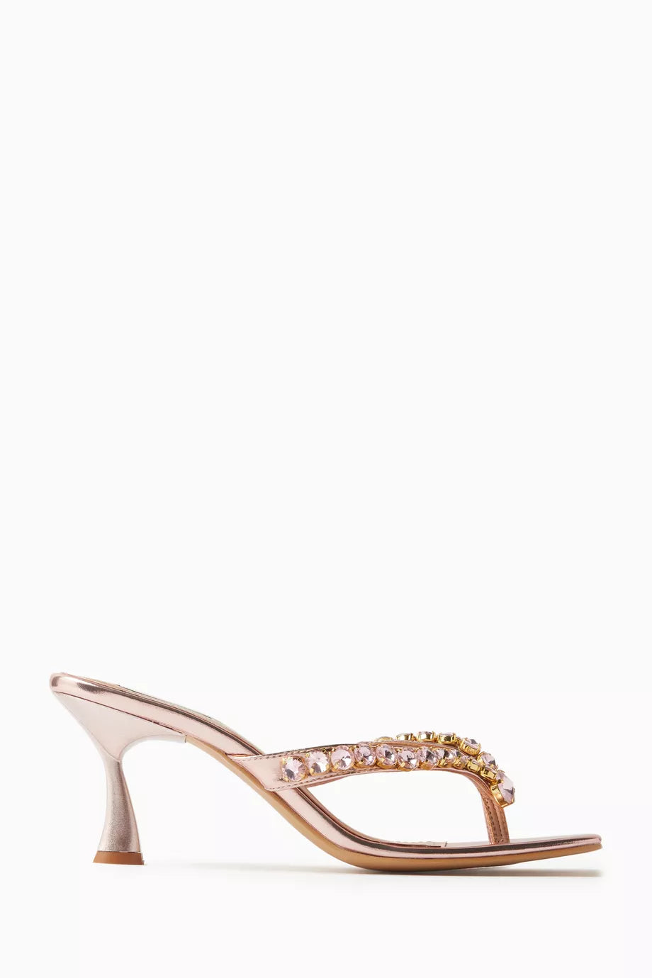 Clochette 80 Crystal Mule Sandals in Metallic Leatherette