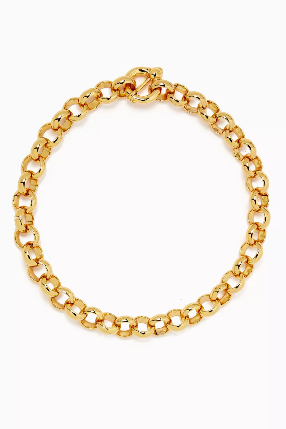 Chunky Chain Necklace Choker in Gold-plated Brass