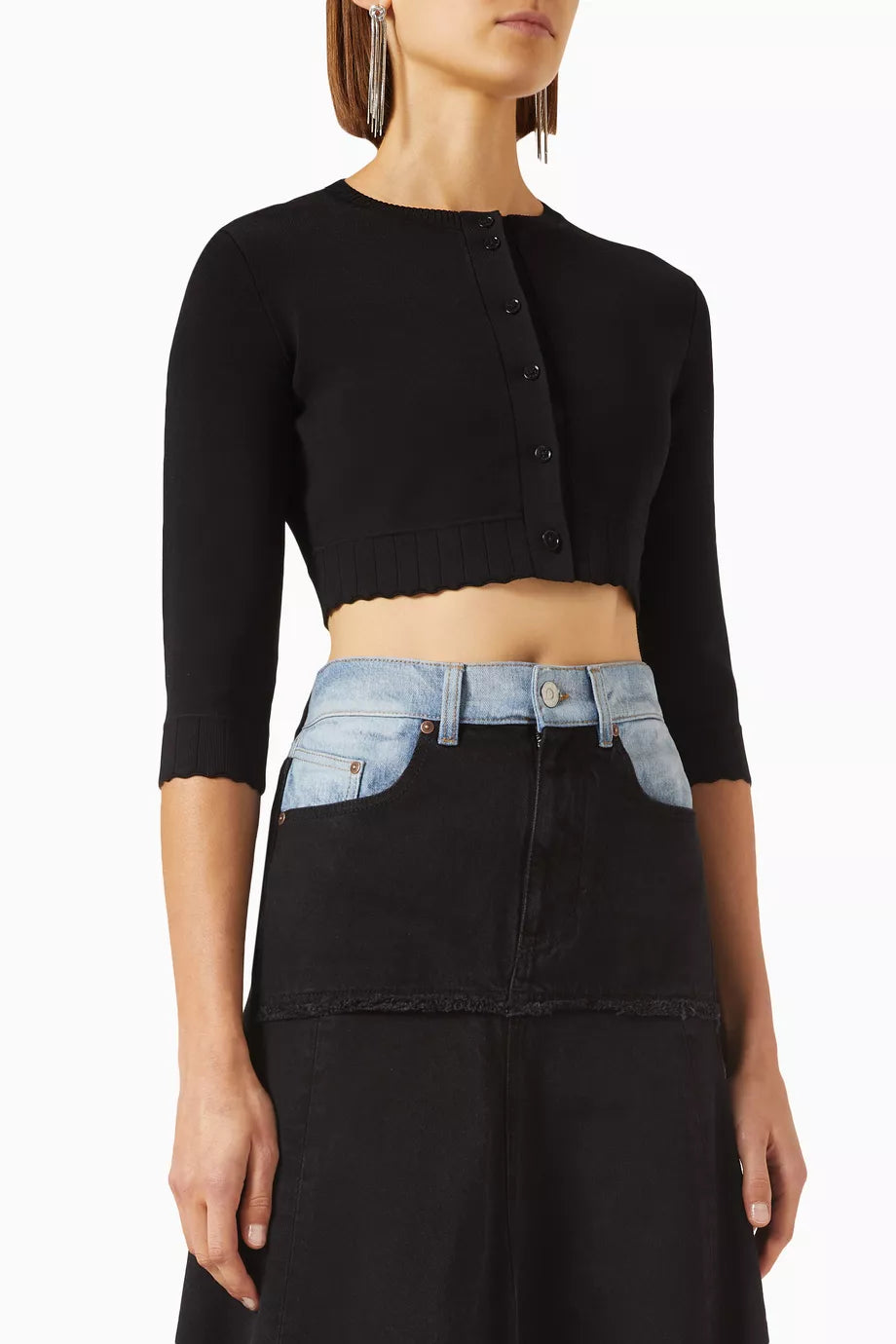 Cropped Cardigan in Compact-knit