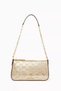 Empire Chain Pouchette Shoulder Bag in Metallic Leather