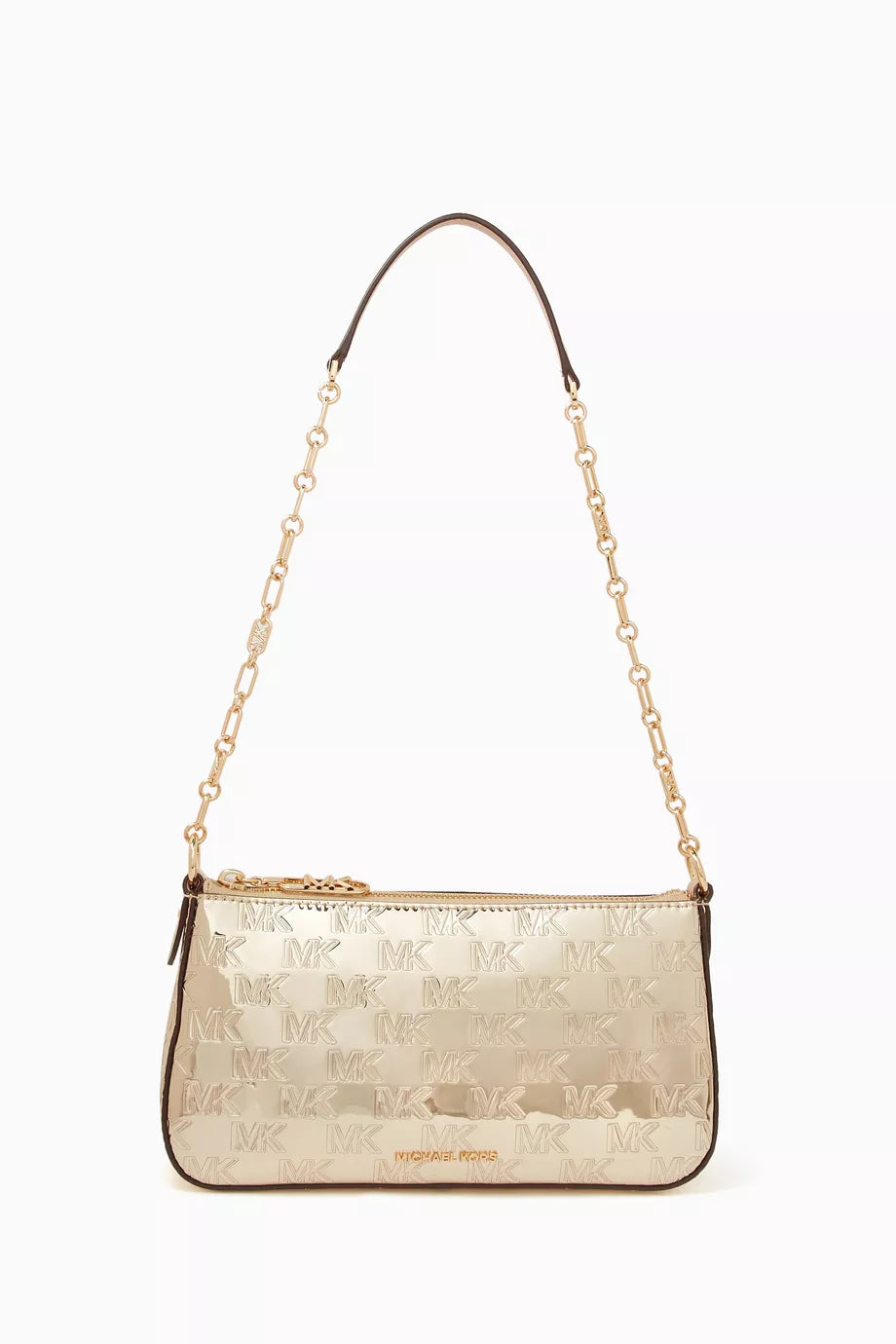 Empire Chain Pouchette Shoulder Bag in Metallic Leather
