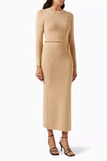 Belted Midi Dress in Wool-blend