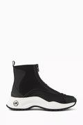 Dara Zip Ankle Boots in Stretch-knit & Faux-leather