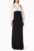 Balloon-sleeve Cut-out Gown in Crepe