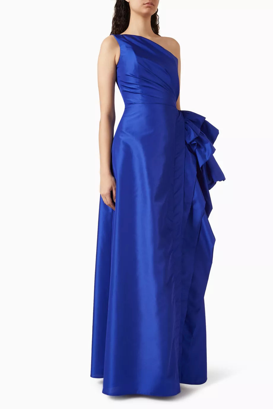 One-shoulder Ruffled-detail Gown