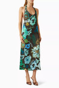 Jena Floral-print Halterneck Midi Dress in Polyester