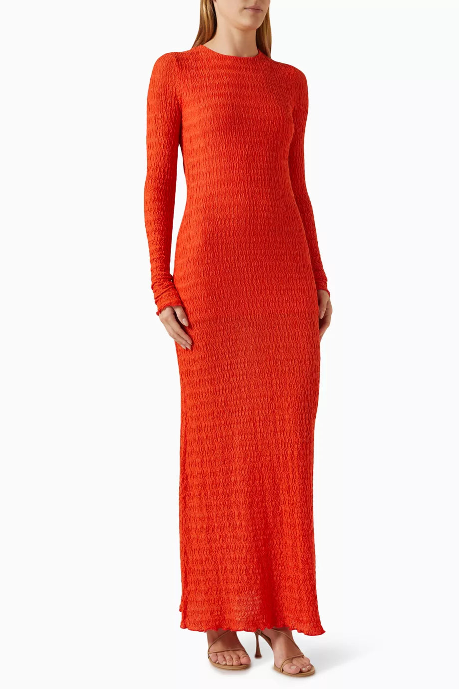 Lendi Open-back Textured Maxi Dress in Cotton-blend