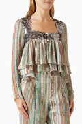 Hale Sequin Detailed Layered Blouse in Chiffon