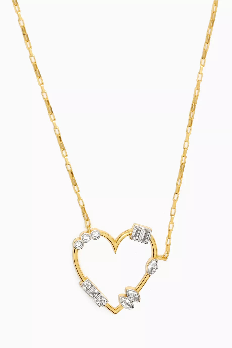 CZ Heart Pendant Necklace in 24kt Gold-plated Sterling Silver