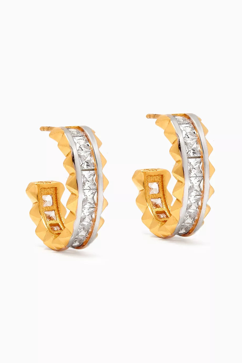 CZ Hoop Earrings in 24kt Gold-plated Sterling Silver