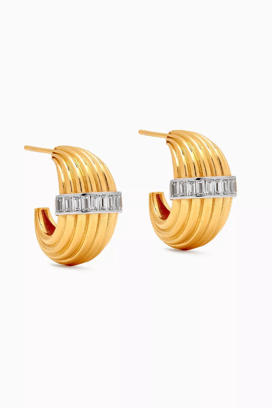 CZ Hoop Earrings in 24kt Gold-plated Sterling Silver