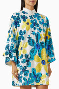 Floral Mini Kaftan in Sequin