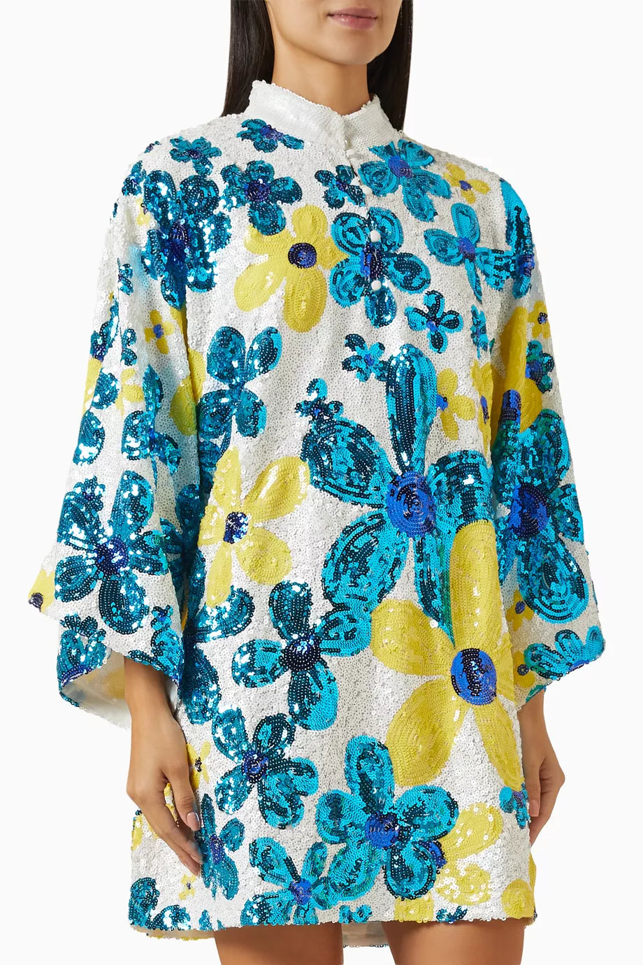 Floral Mini Kaftan in Sequin