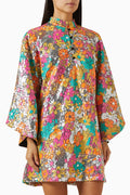 Floral Mini Kaftan in Sequin