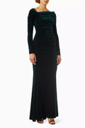 Draped Maxi Dress in Stretch Velvet