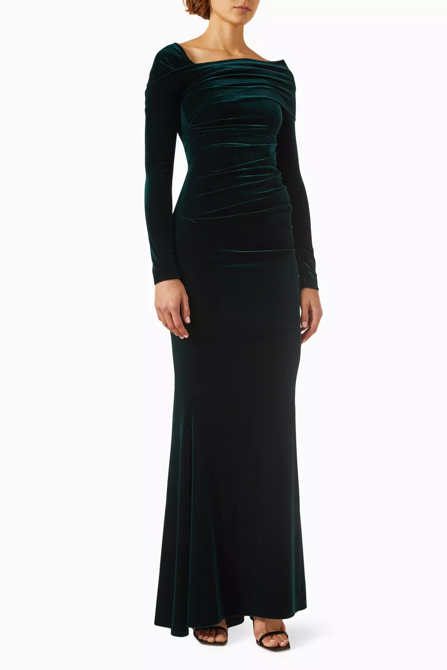 Draped Maxi Dress in Stretch Velvet