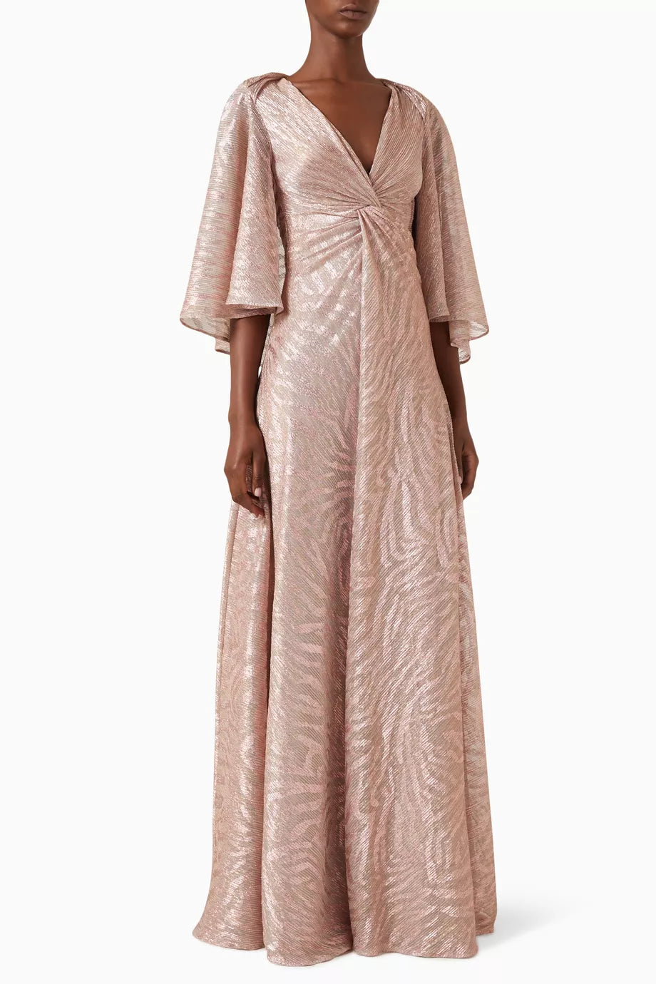 Metallic Zebra Print Maxi Dress in Polyester