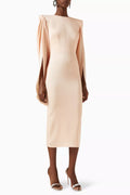 Cape Midi Dress in Satin Crepe