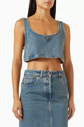Logo Crop Top in Denim