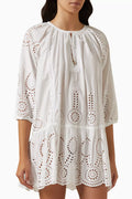 Ashley Embroidered Mini Dress in Cotton