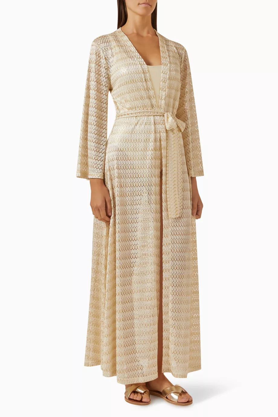 Melissa Belted Cover-up in Metallic-nylon