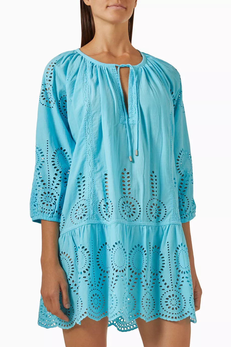 Ashley Embroidered Kaftan in Cotton