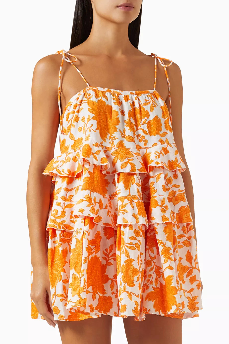 Astrid Tiered Mini Dress in Linen