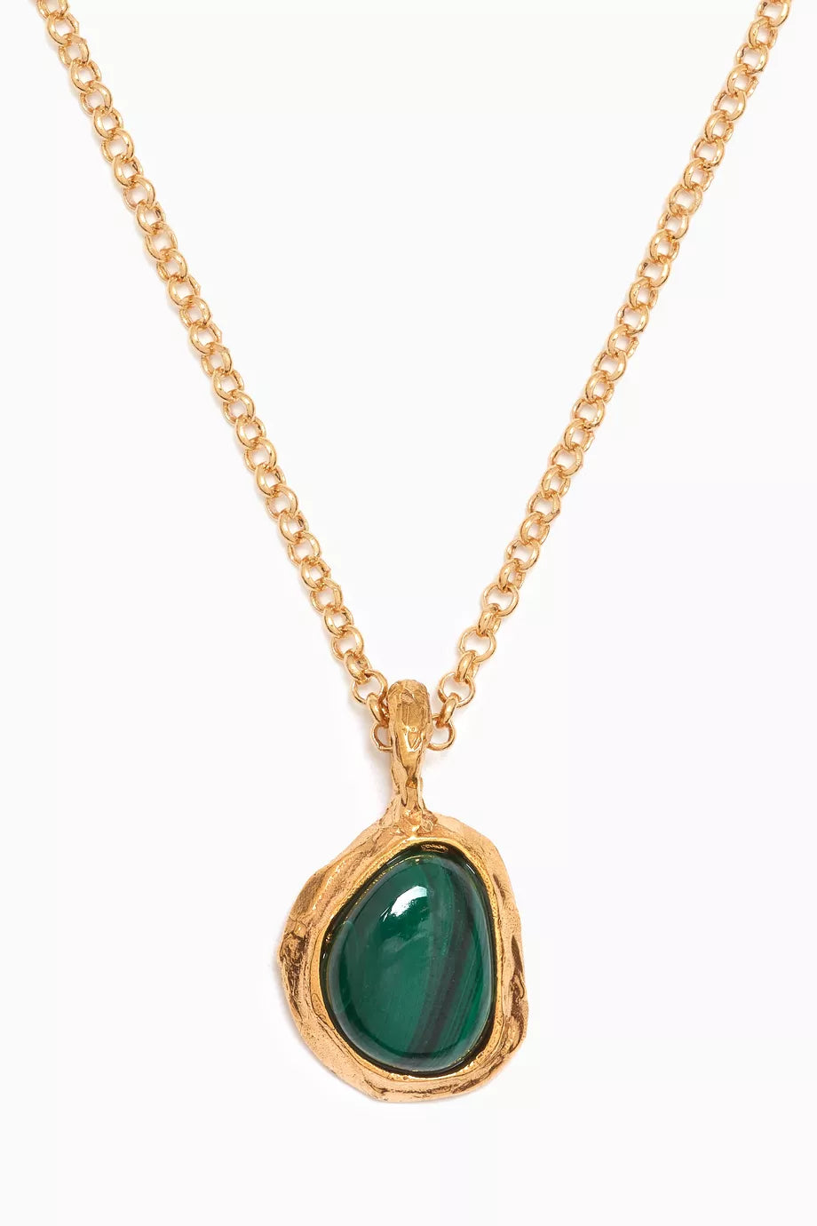 The Droplet of the Mountain Malachite Necklace in 24kt Gold-plated Bronze