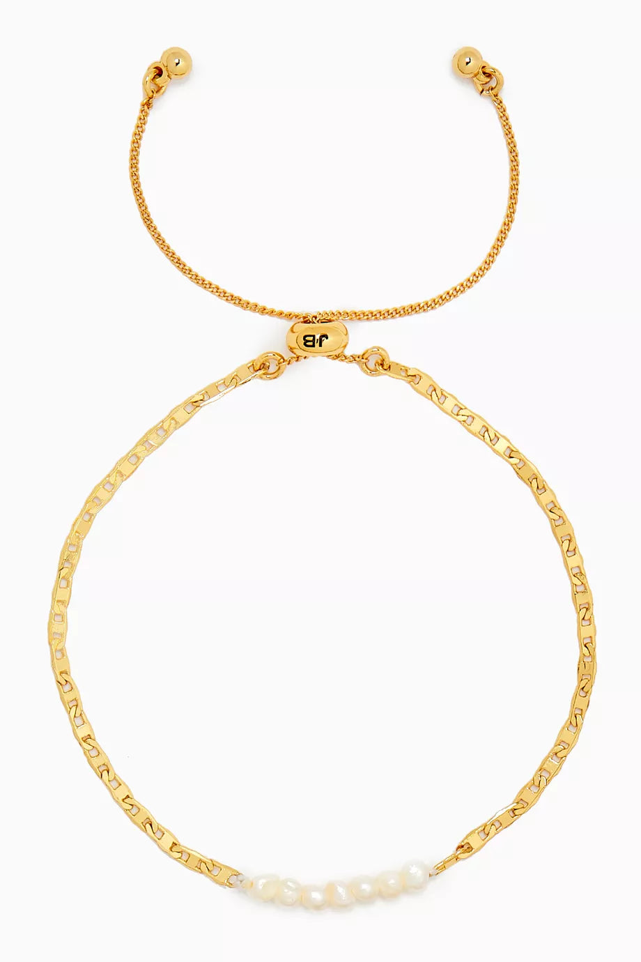Delphine Freshwater Pearl Chain Bracelet in 14kt Gold-plated Brass