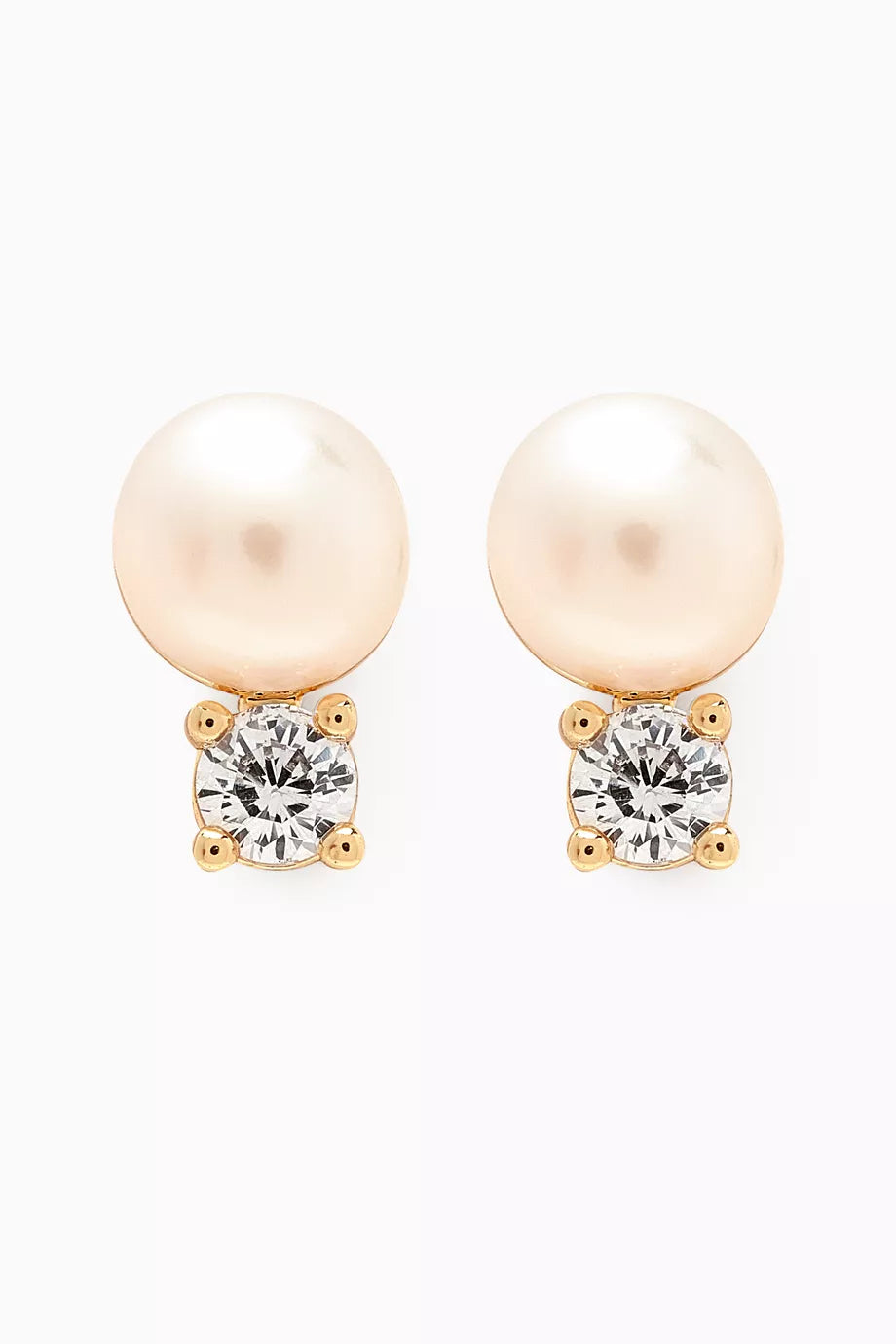 Perto Pearl and Crystal Earrings in 18kt Gold-plated Metal