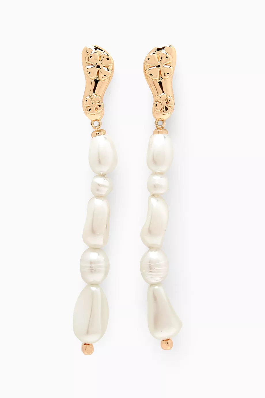 Eclo Pearl Drop Earrings in 18kt Gold-plated Metal