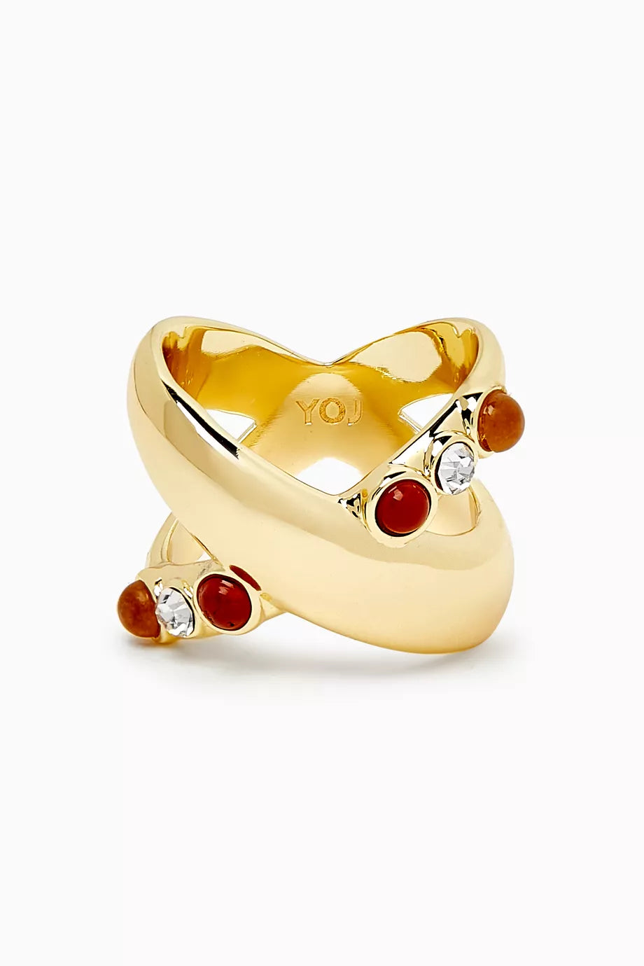 Sky Crossed Crystal Ring in 18kt Gold-plated Metal