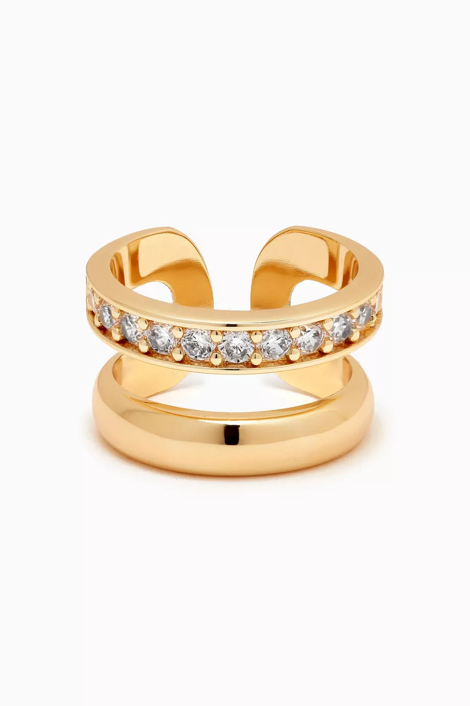 Manore Pavé Crystal Ring in 18kt Gold-plated Metal