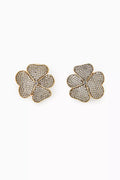 Clover Embellished Earrings in Gold-plated Brass
