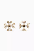Crystal Stud Earrings in Plated Brass