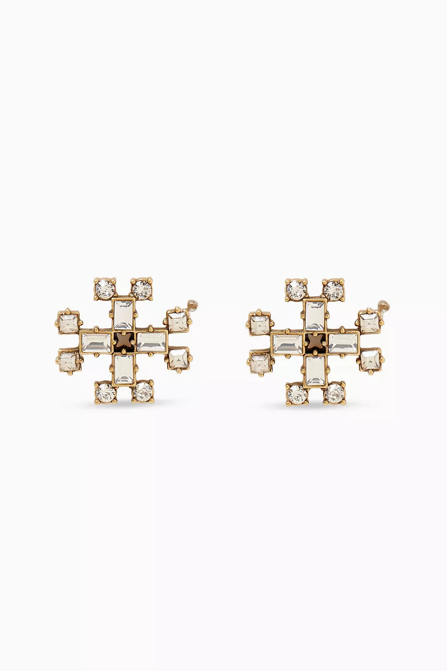 Crystal Stud Earrings in Plated Brass