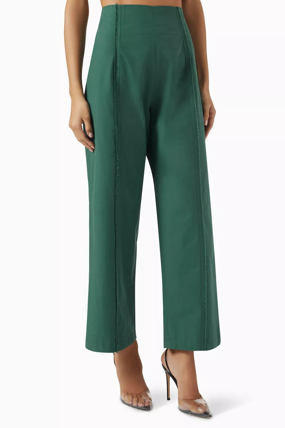 High-waist Pants in Cotton-blend