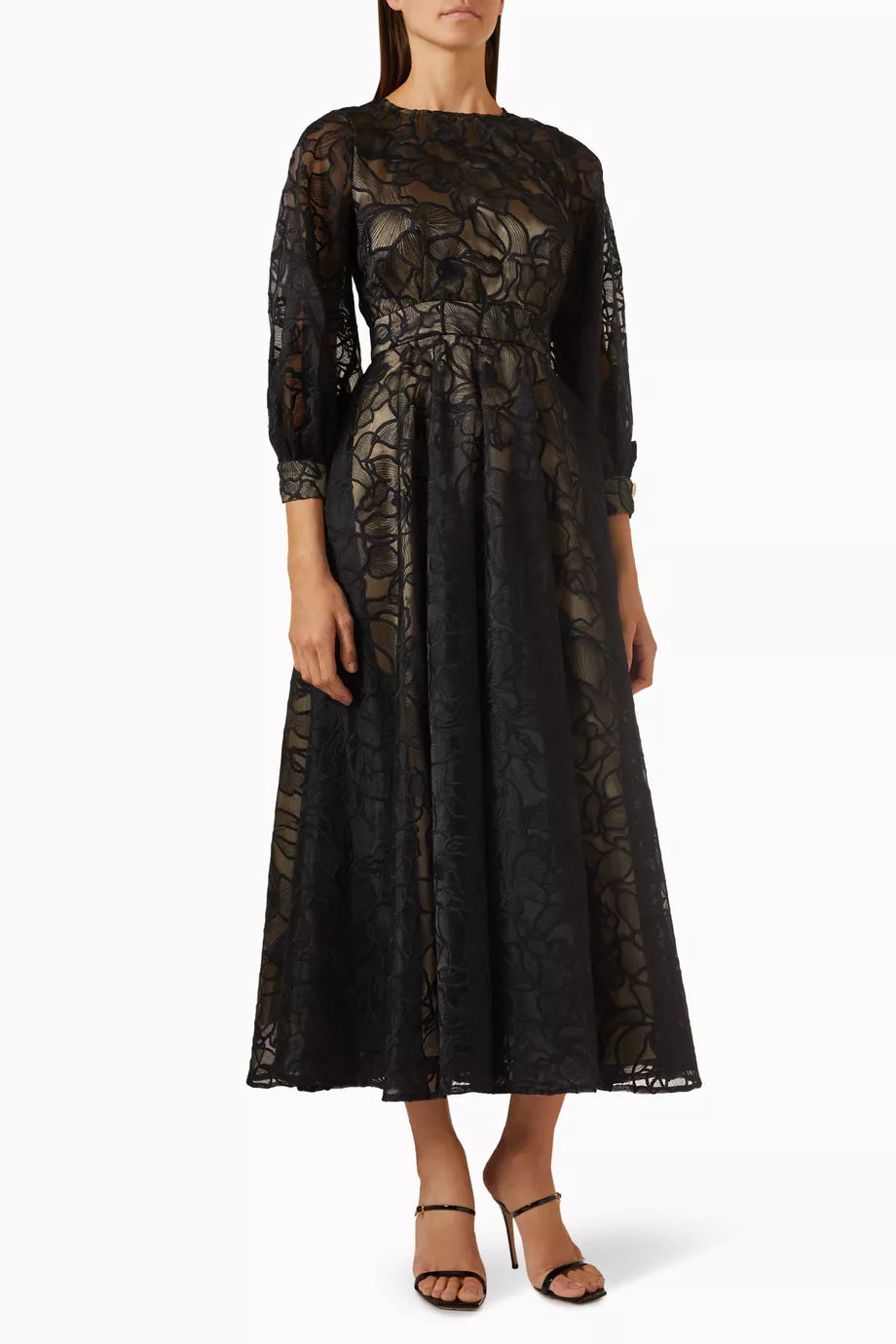 Floral Jacquard Midi Dress