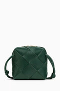 Mini Cassette Camera Crossbody Bag in Intreccio Leather