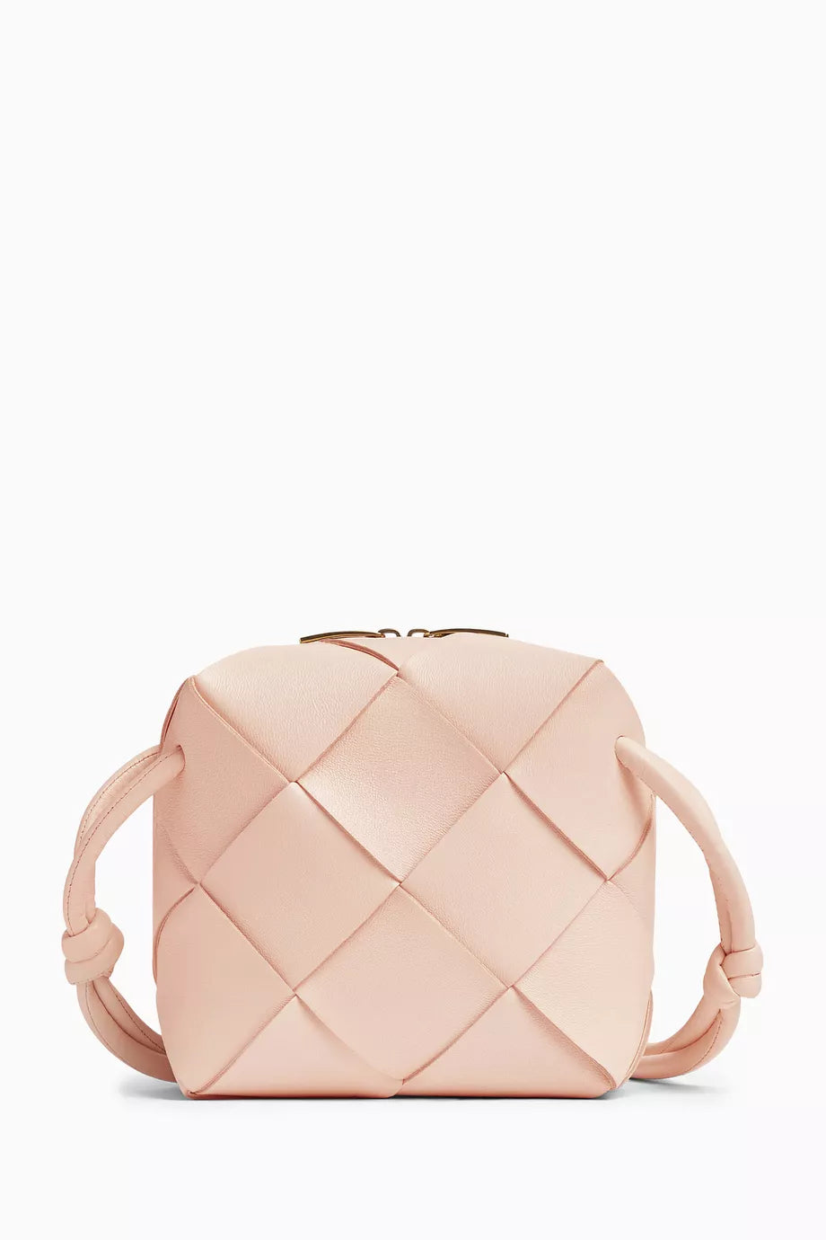 Mini Cassette Camera Crossbody Bag in Intreccio Leather