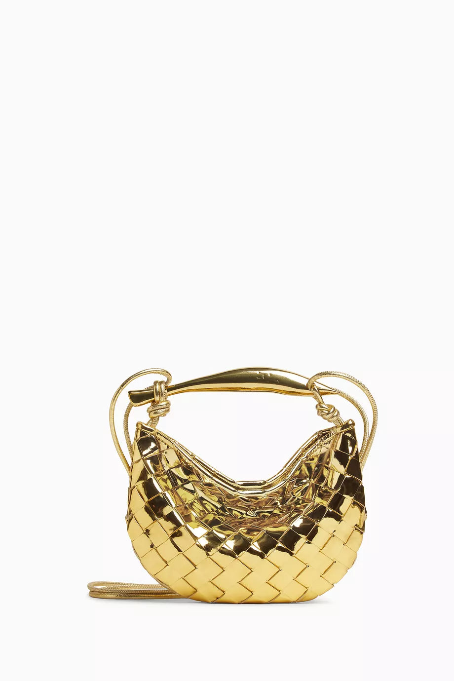Mini Sardine Top-handle Bag in Metallic Intrecciato Leather