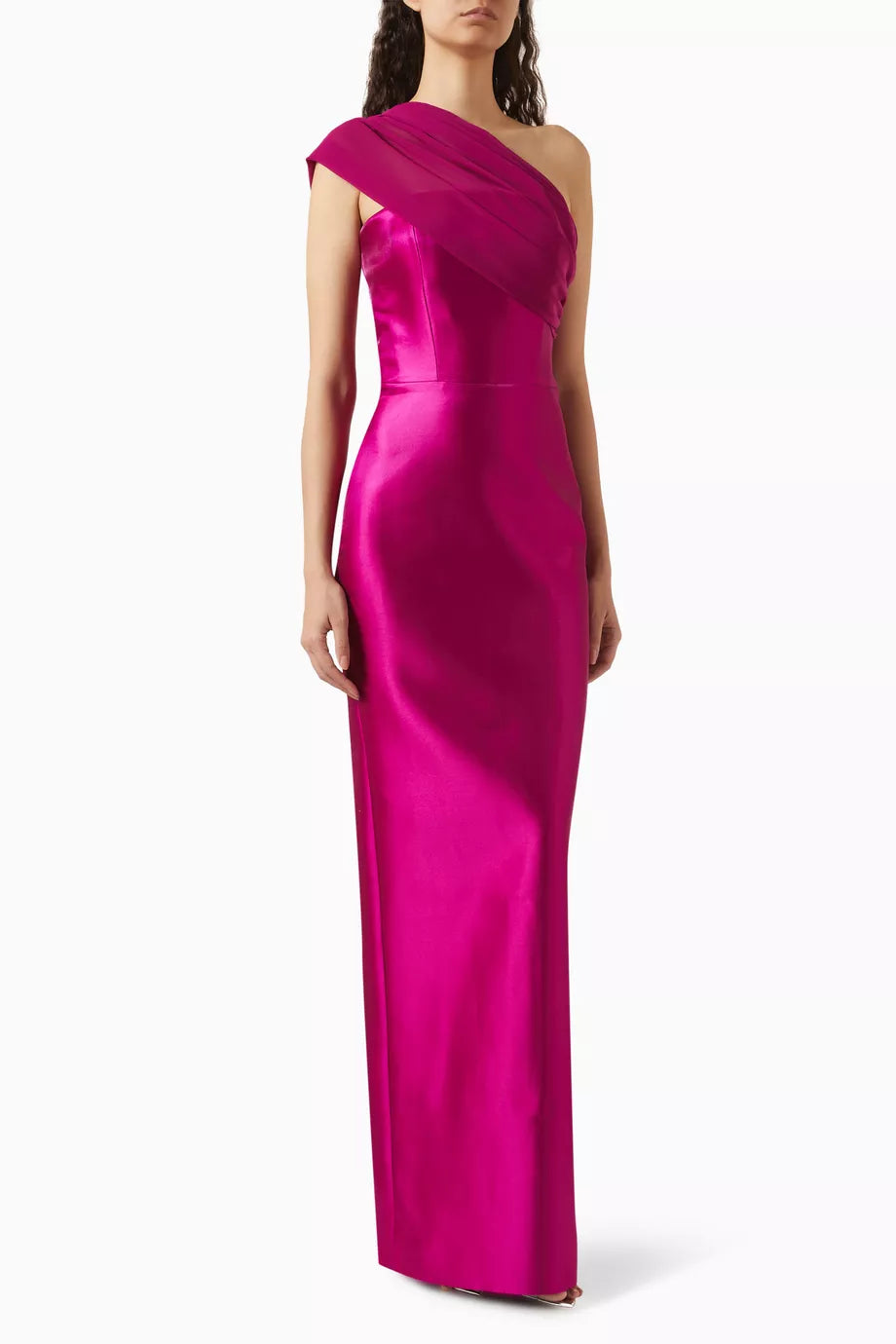 One-shoulder Gown in Mikado